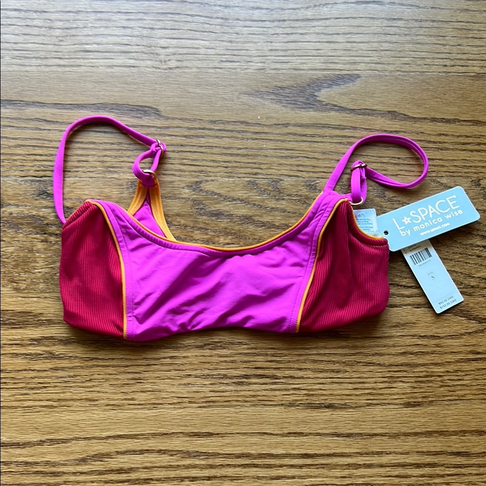 L*Space Vibrant Pink and Orange Bikini Top